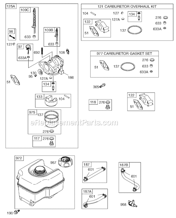 Page C Diagram and Parts List for 12C100SERIES 0007-0251 Briggs and Stratton Engine